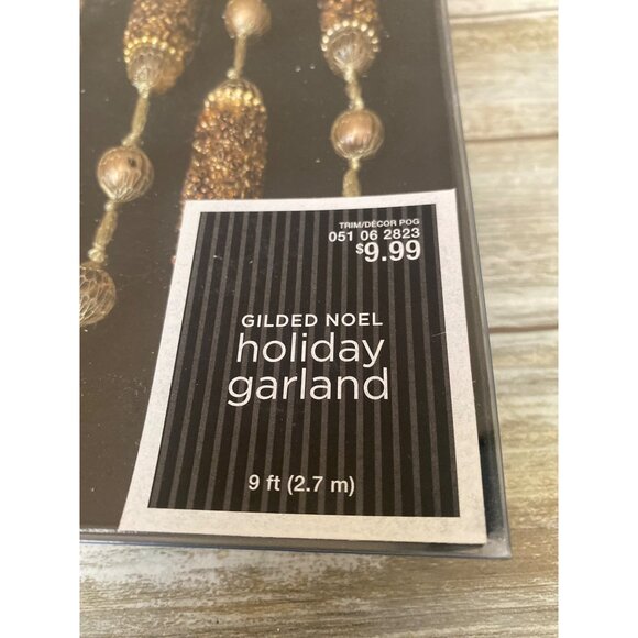 Target Gilded Noel Holiday Garland 9 Ft Gold Bronze Glitter Beaded Christmas Dec - Picture 4 of 6